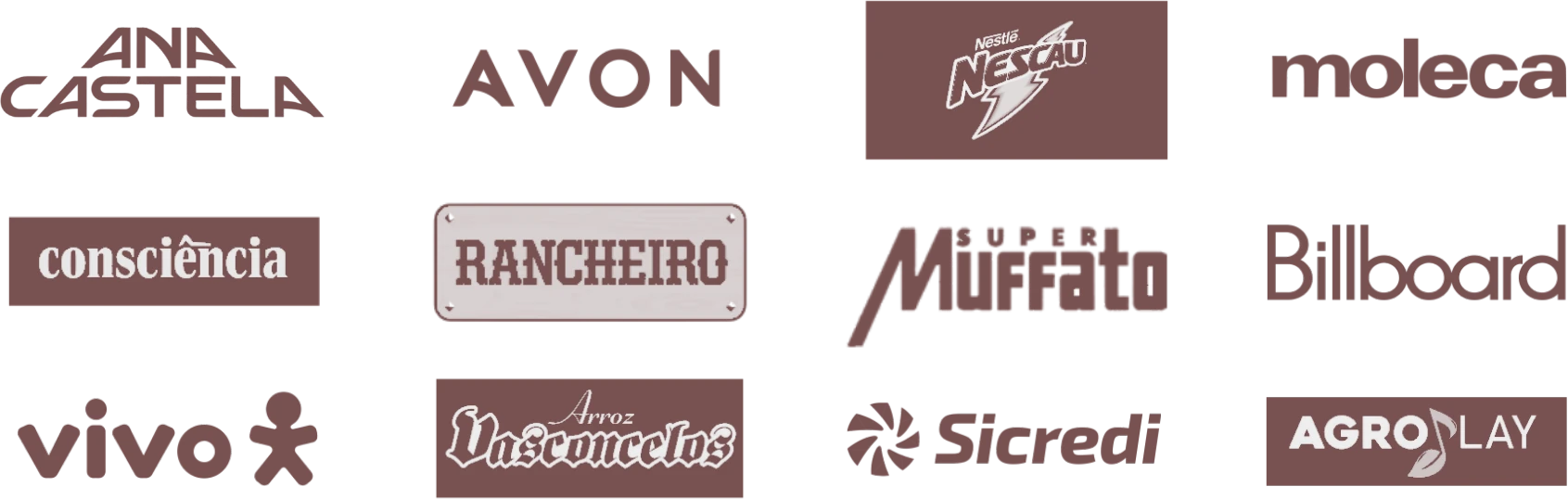 Marcas e artistas: Ana Castela, Avon, Nescau, Moleca, Consciência, Rancheiro, Super Muffato, Billboard, Vivo, Arroz Vasconcelos, Sicredi e AgroPlay